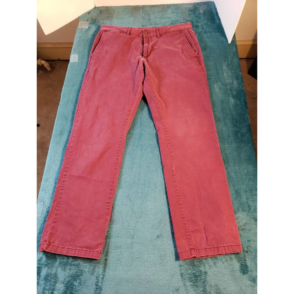 Old Navy Pants Mens Red 34x32 Stretch Career Work Straight Chino Preppy Slim - Picture 2 of 12